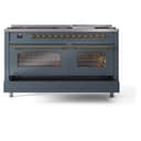 Nostalgie II 60 UP60FNMPBGG Freestanding Dual Fuel Range with 9 Sealed Burners with Griddle Double Oven with Triple Glass Door with Brass knobs view 7