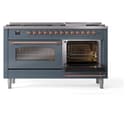 Nostalgie II 60 UP60FNMPBGP Freestanding Dual Fuel Range with 9 Sealed Burners with Griddle Double Oven with Triple Glass Door with Copper knobs view 6