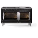 Nostalgie II 60 UP60FNMPBKB Freestanding Dual Fuel Range with 9 Sealed Burners with Griddle Double Oven with Triple Glass Door with Bronze knobs view 4