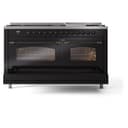 Nostalgie II 60 UP60FNMPBKB Freestanding Dual Fuel Range with 9 Sealed Burners with Griddle Double Oven with Triple Glass Door with Bronze knobs view 7