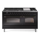 Nostalgie II 60 UP60FNMPBKB Freestanding Dual Fuel Range with 9 Sealed Burners with Griddle Double Oven with Triple Glass Door with Bronze knobs view 1
