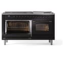 Nostalgie II 60 UP60FNMPBKB Freestanding Dual Fuel Range with 9 Sealed Burners with Griddle Double Oven with Triple Glass Door with Bronze knobs view 5