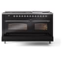 Nostalgie II 60 UP60FNMPBKC Freestanding Dual Fuel Range with 9 Sealed Burners with Griddle Double Oven with Triple Glass Door with Chrome knobs view 7