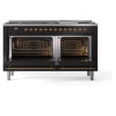 Nostalgie II 60 UP60FNMPBKG Freestanding Dual Fuel Range with 9 Sealed Burners with Griddle Double Oven with Triple Glass Door with Brass knobs view 4