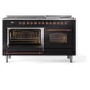 Nostalgie II 60 UP60FNMPBKP Freestanding Dual Fuel Range with 9 Sealed Burners with Griddle Double Oven with Triple Glass Door with Copper knobs view 5