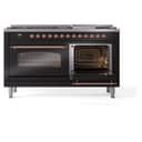 Nostalgie II 60 UP60FNMPBKP Freestanding Dual Fuel Range with 9 Sealed Burners with Griddle Double Oven with Triple Glass Door with Copper knobs view 6