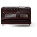 Nostalgie II 60 UP60FNMPBUB Freestanding Dual Fuel Range with 9 Sealed Burners with Griddle Double Oven with Triple Glass Door with Bronze knobs view 7