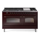 Nostalgie II 60 UP60FNMPBUB Freestanding Dual Fuel Range with 9 Sealed Burners with Griddle Double Oven with Triple Glass Door with Bronze knobs view 1