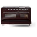 Nostalgie II 60 UP60FNMPBUC Freestanding Dual Fuel Range with 9 Sealed Burners with Griddle Double Oven with Triple Glass Door with Chrome knobs view 7