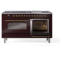 Nostalgie II 60 UP60FNMPBUG Freestanding Dual Fuel Range with 9 Sealed Burners with Griddle Double Oven with Triple Glass Door with Brass knobs view 6