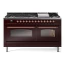 Nostalgie II 60 UP60FNMPBUP Freestanding Dual Fuel Range with 9 Sealed Burners with Griddle Double Oven with Triple Glass Door with Copper knobs view 1