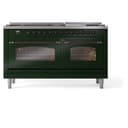 Nostalgie II 60 UP60FNMPEGB Freestanding Dual Fuel Range with 9 Sealed Burners with Griddle Double Oven with Triple Glass Door with Bronze knobs view 3