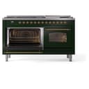 Nostalgie II 60 UP60FNMPEGG Freestanding Dual Fuel Range with 9 Sealed Burners with Griddle Double Oven with Triple Glass Door with Brass knobs view 5