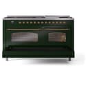 Nostalgie II 60 UP60FNMPEGG Freestanding Dual Fuel Range with 9 Sealed Burners with Griddle Double Oven with Triple Glass Door with Brass knobs view 7