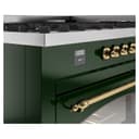 Nostalgie II 60 UP60FNMPEGG Freestanding Dual Fuel Range with 9 Sealed Burners with Griddle Double Oven with Triple Glass Door with Brass knobs view 8