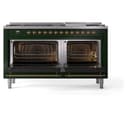 Nostalgie II 60 UP60FNMPEGG Freestanding Dual Fuel Range with 9 Sealed Burners with Griddle Double Oven with Triple Glass Door with Brass knobs view 4