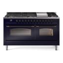 Nostalgie II 60 UP60FNMPMBB Freestanding Dual Fuel Range with 9 Sealed Burners with Griddle Double Oven with Triple Glass Door with Bronze knobs view 1