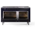 Nostalgie II 60 UP60FNMPMBB Freestanding Dual Fuel Range with 9 Sealed Burners with Griddle Double Oven with Triple Glass Door with Bronze knobs view 4