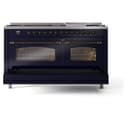 Nostalgie II 60 UP60FNMPMBB Freestanding Dual Fuel Range with 9 Sealed Burners with Griddle Double Oven with Triple Glass Door with Bronze knobs view 7