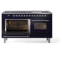 Nostalgie II 60 UP60FNMPMBC Freestanding Dual Fuel Range with 9 Sealed Burners with Griddle Double Oven with Triple Glass Door with Chrome knobs view 5