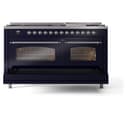 Nostalgie II 60 UP60FNMPMBC Freestanding Dual Fuel Range with 9 Sealed Burners with Griddle Double Oven with Triple Glass Door with Chrome knobs view 7