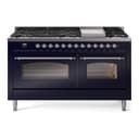 Nostalgie II 60 UP60FNMPMBC Freestanding Dual Fuel Range with 9 Sealed Burners with Griddle Double Oven with Triple Glass Door with Chrome knobs view 1
