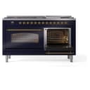 Nostalgie II 60 UP60FNMPMBG Freestanding Dual Fuel Range with 9 Sealed Burners with Griddle Double Oven with Triple Glass Door with Brass knobs view 6