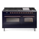 Nostalgie II 60 UP60FNMPMBP Freestanding Dual Fuel Range with 9 Sealed Burners with Griddle Double Oven with Triple Glass Door with Copper knobs view 1