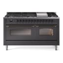 Nostalgie II 60 UP60FNMPMGB Freestanding Dual Fuel Range with 9 Sealed Burners with Griddle Double Oven with Triple Glass Door with Bronze knobs view 1