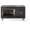 Nostalgie II 60 UP60FNMPMGB Freestanding Dual Fuel Range with 9 Sealed Burners with Griddle Double Oven with Triple Glass Door with Bronze knobs view 5