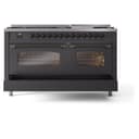 Nostalgie II 60 UP60FNMPMGB Freestanding Dual Fuel Range with 9 Sealed Burners with Griddle Double Oven with Triple Glass Door with Bronze knobs view 7