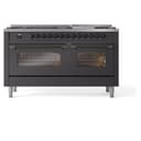 Nostalgie II 60 UP60FNMPMGB Freestanding Dual Fuel Range with 9 Sealed Burners with Griddle Double Oven with Triple Glass Door with Bronze knobs view 3
