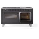 Nostalgie II 60 UP60FNMPMGB Freestanding Dual Fuel Range with 9 Sealed Burners with Griddle Double Oven with Triple Glass Door with Bronze knobs view 6