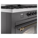 Nostalgie II 60 UP60FNMPMGB Freestanding Dual Fuel Range with 9 Sealed Burners with Griddle Double Oven with Triple Glass Door with Bronze knobs view 8