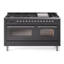 Nostalgie II 60 UP60FNMPMGC Freestanding Dual Fuel Range with 9 Sealed Burners with Griddle Double Oven with Triple Glass Door with Chrome knobs view 1