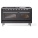 Nostalgie II 60 UP60FNMPMGC Freestanding Dual Fuel Range with 9 Sealed Burners with Griddle Double Oven with Triple Glass Door with Chrome knobs view 3
