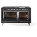 Nostalgie II 60 UP60FNMPMGC Freestanding Dual Fuel Range with 9 Sealed Burners with Griddle Double Oven with Triple Glass Door with Chrome knobs view 4