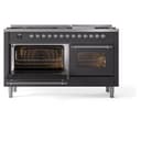 Nostalgie II 60 UP60FNMPMGC Freestanding Dual Fuel Range with 9 Sealed Burners with Griddle Double Oven with Triple Glass Door with Chrome knobs view 5