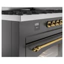 Nostalgie II 60 UP60FNMPMGG Freestanding Dual Fuel Range with 9 Sealed Burners with Griddle Double Oven with Triple Glass Door with Brass knobs view 8