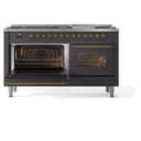 Nostalgie II 60 UP60FNMPMGG Freestanding Dual Fuel Range with 9 Sealed Burners with Griddle Double Oven with Triple Glass Door with Brass knobs view 5