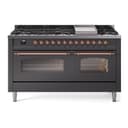Nostalgie II 60 UP60FNMPMGP Freestanding Dual Fuel Range with 9 Sealed Burners with Griddle Double Oven with Triple Glass Door with Copper knobs view 1