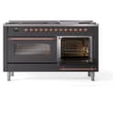 Nostalgie II 60 UP60FNMPMGP Freestanding Dual Fuel Range with 9 Sealed Burners with Griddle Double Oven with Triple Glass Door with Copper knobs view 6