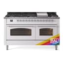 Nostalgie II 60 UP60FNMPRAC Freestanding Dual Fuel Range with 9 Sealed Burners with Griddle Double Oven with Triple Glass Door with Chrome knobs view 1