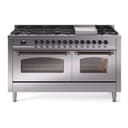 Nostalgie II 60 UP60FNMPSSB Freestanding Dual Fuel Range with 9 Sealed Burners with Griddle Double Oven with Triple Glass Door with Bronze knobs view 1