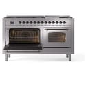 Nostalgie II 60 UP60FNMPSSB Freestanding Dual Fuel Range with 9 Sealed Burners with Griddle Double Oven with Triple Glass Door with Bronze knobs view 5