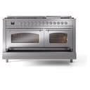 Nostalgie II 60 UP60FNMPSSC Freestanding Dual Fuel Range with 9 Sealed Burners with Griddle Double Oven with Triple Glass Door with Chrome knobs view 7