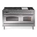 Nostalgie II 60 UP60FNMPSSC Freestanding Dual Fuel Range with 9 Sealed Burners with Griddle Double Oven with Triple Glass Door with Chrome knobs view 1