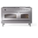 Nostalgie II 60 UP60FNMPSSC Freestanding Dual Fuel Range with 9 Sealed Burners with Griddle Double Oven with Triple Glass Door with Chrome knobs view 3