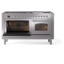 Nostalgie II 60 UP60FNMPSSC Freestanding Dual Fuel Range with 9 Sealed Burners with Griddle Double Oven with Triple Glass Door with Chrome knobs view 5