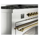 Nostalgie II 60 UP60FNMPSSG Freestanding Dual Fuel Range with 9 Sealed Burners with Griddle Double Oven with Triple Glass Door with Brass knobs view 8